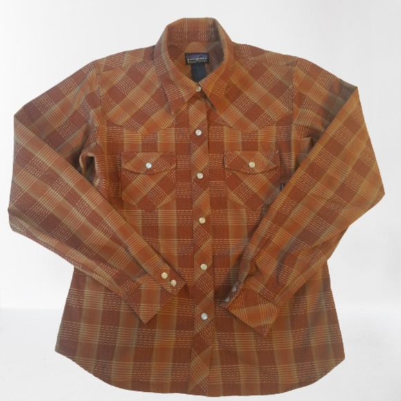 Patagonia Tops - Patagonia Brown & Rust Plaid Button Down Shirt